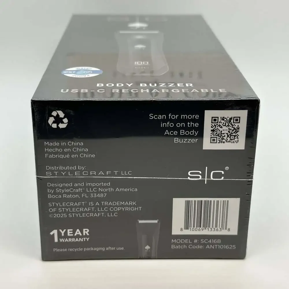 StyleCraft Ace Body Buzzer 100% Waterproof Wet/Dry Full Body Hair Trimmer - NEW!